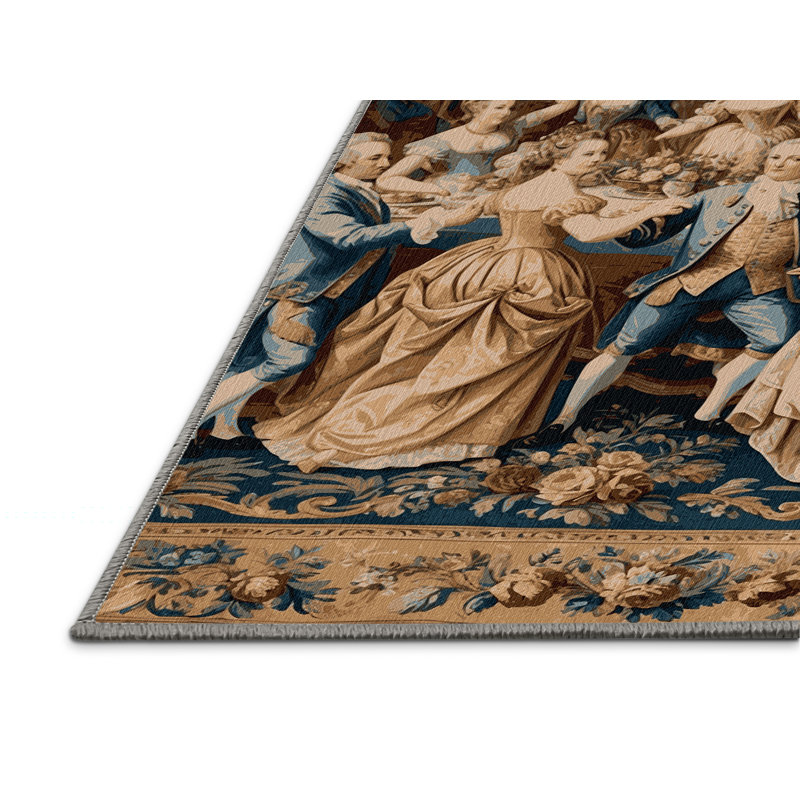 Tapis gris français lavable à la machine, Rond 3 pi