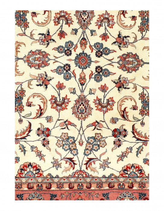 Tapis carré en laine d'agneau ivoire unique 6 pi Lefkoniko