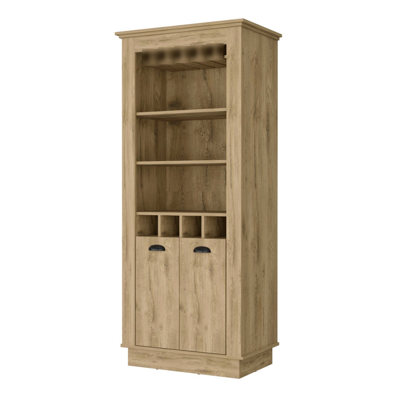 Functional Wine Storage With Display Shelves Stylish Bar Cabinet Bottle, Brown