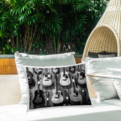 Acousitc Guitars Hanging Outdoor Printed Pillow by Jennifer Rigsby