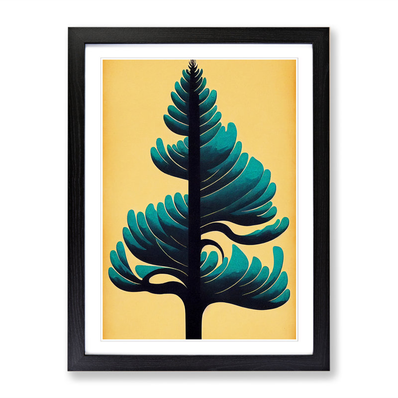 FRM-V0523-1854X Pine Tree Art Deco Style - Picture Frame Print, Oak, 34cm H x 25cm W x 2cm D