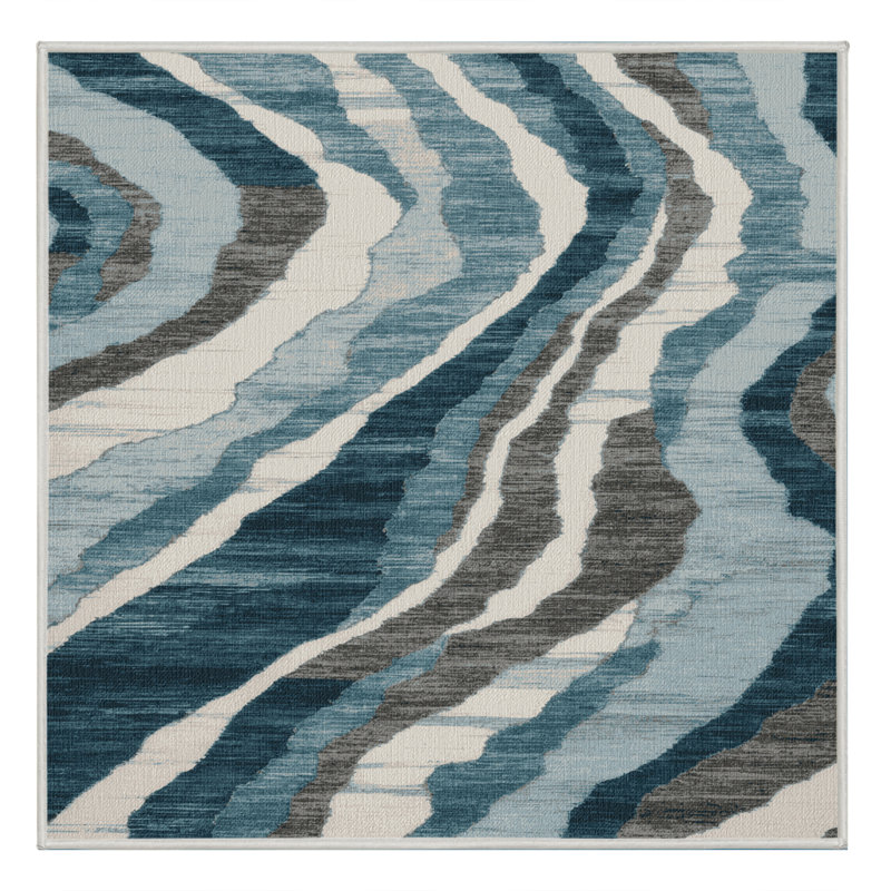Machine Washable Nature Green Area Rug, Square 3'