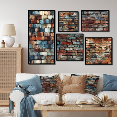 Shenoy - ensemble de 5 impressions sur toile brique
