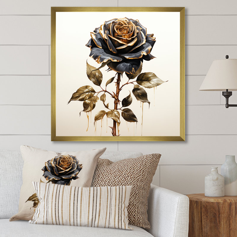 «Vintage Rosegold Elegance I», art mural rose, H 36 po x l 36 po x P 1,5 po, Toile tendue