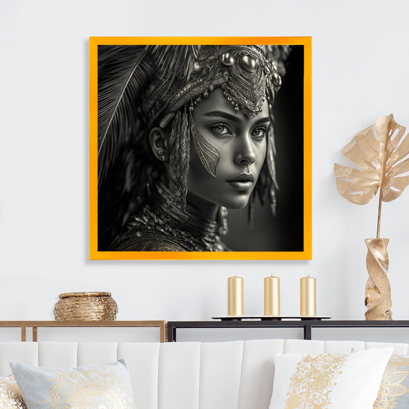 «Black and White Bohemian Woman IV», reproduction sur toile, H 36 po x l 36 po x P 1,5 po