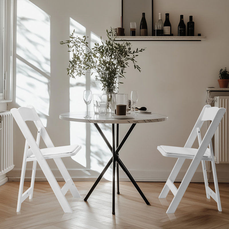 Chaise pliante simple rembourrée en plastique noir, Blanc