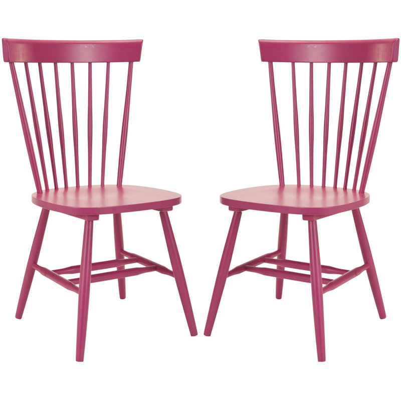 Matanna 17.3'' H Oak Solid Wood Side Chair, Raspberry
