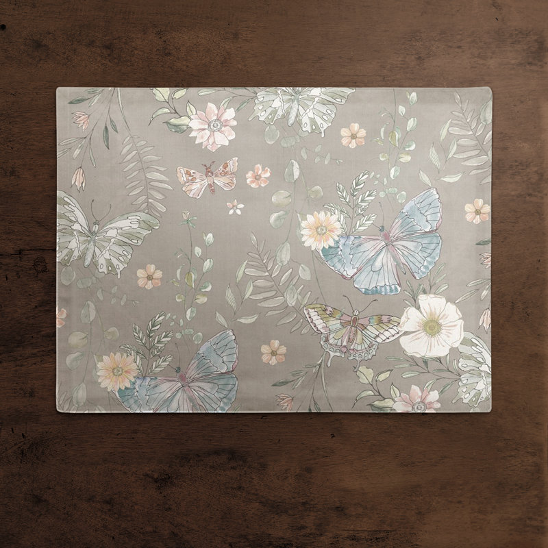 Papillons sur un napperon d'extérieur, gris, Butterfly