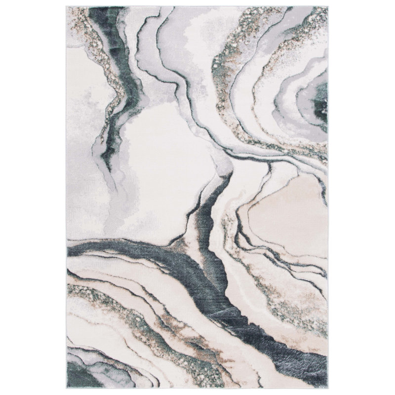 Joonyoung 100 Performance Abstract Rug, Rectangle 4' x 6'