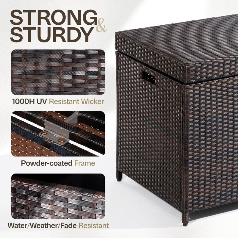 Bme 51.75'' W 136 Gallons Water Resistant Wicker Deck Box in Brown