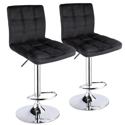 Tabouret de bar carré réglable en velours