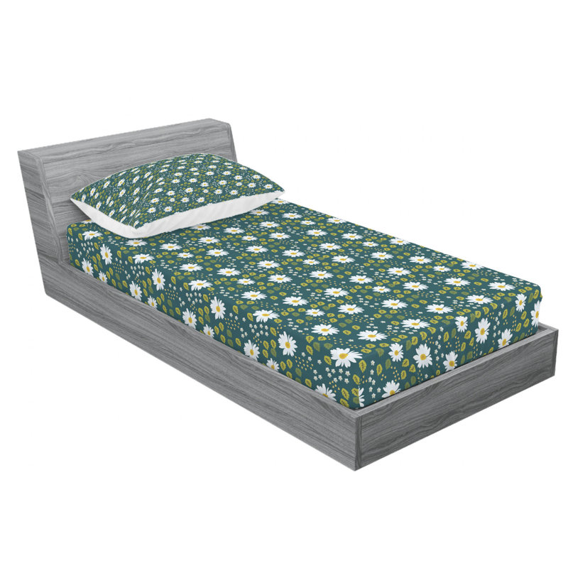 Microfiber Floral Sheet Set, Twin XL Sheet Set with Fitted Sheet, Daisy Floral