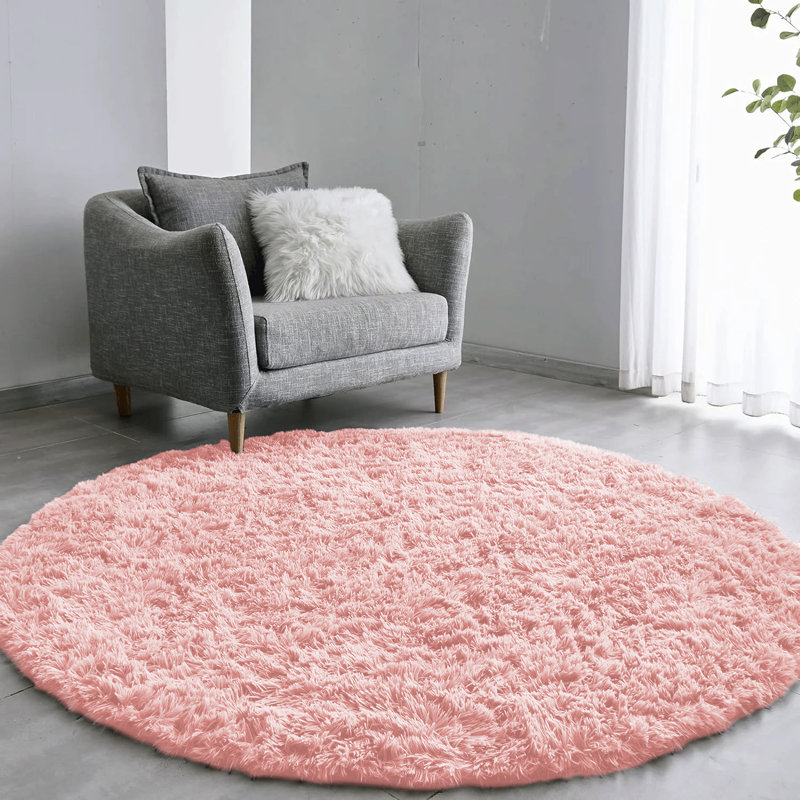 Round Solid Colour Shag 120cm X 120cm Area Rug
