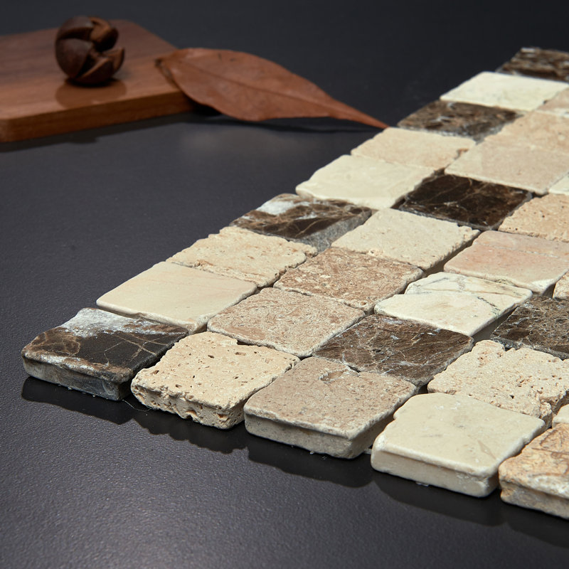 Rabat 1" x 1" Marble Grid Mosaic Wall & Floor Tile, White/Black