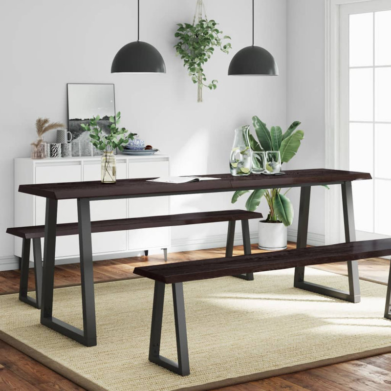 Solid Wood Table Top, Dark Grey, 50cm H x 200cm W x 4cm D