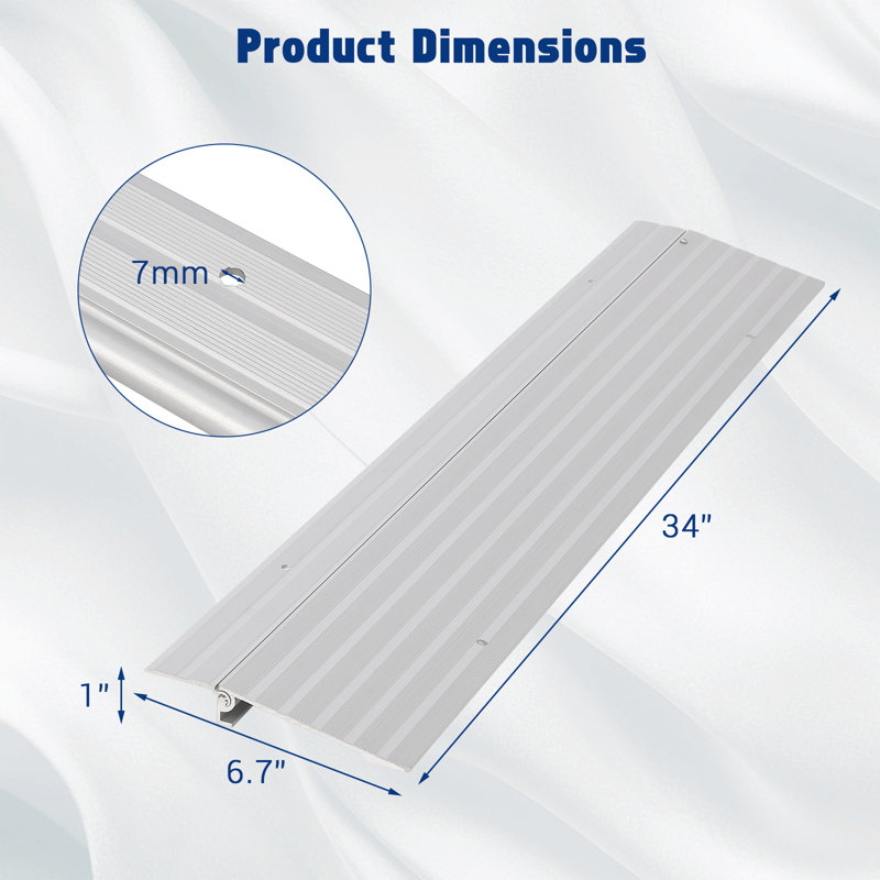 Heavy Duty Non-Slip Aluminum Threshold Ramp – 5" Rise, 700 lbs / 320 kg Capacity, 1 Sections – Portable Adjustable for Wheelchair, Scooter, Bike & Pet Access