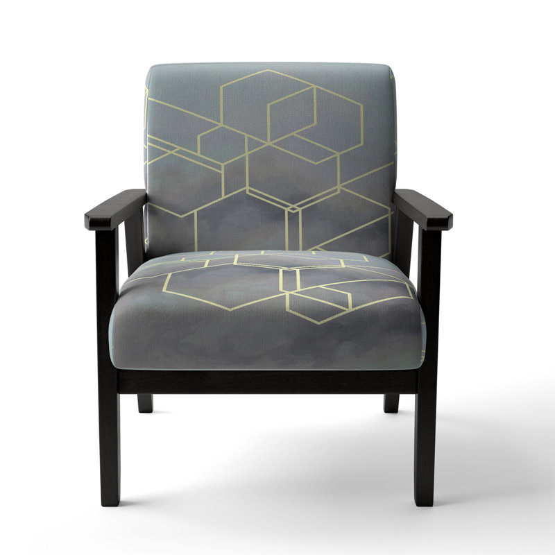 Cubic Abstract Grey Marble Art - Chaise rembourrée de style Mid-Century moderne et fauteuil