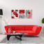"Boho" rouge et abstrait, art mural noir et blanc 3 pièces