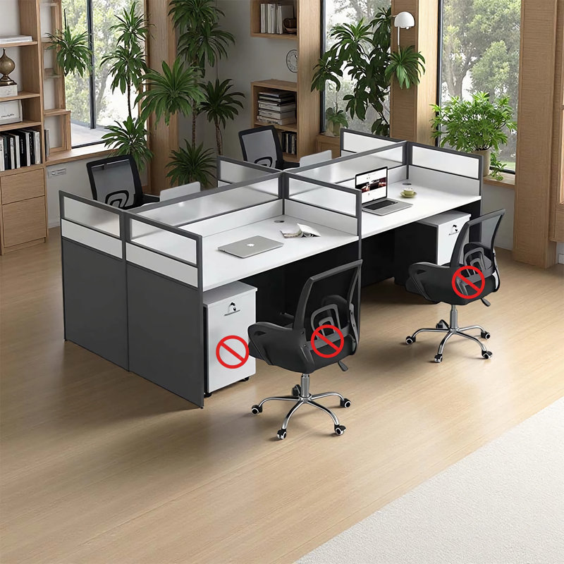 Rectangle 4 Person Benching Workstation with Cable