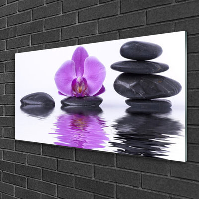 Art Flower Stones - No Frame Print on Glass