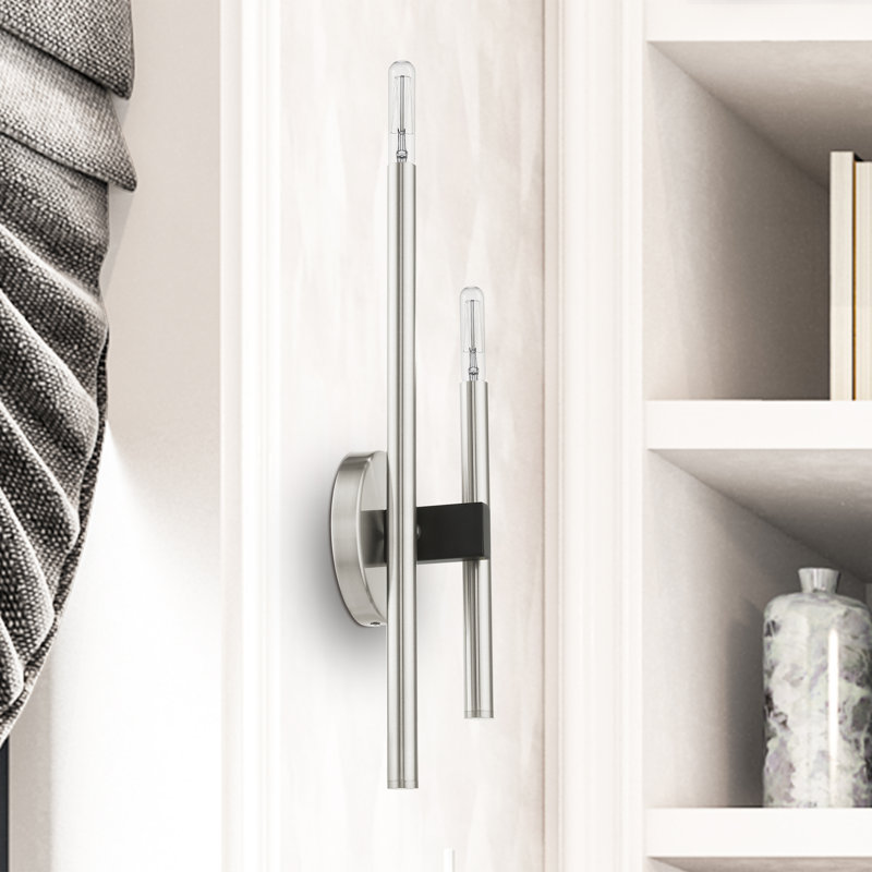 Steel Armed Sconce, Brushed Nickel