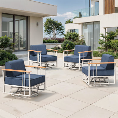 4-Person All-Weather Wicker Patio Set With Swivel Rocking Chairs