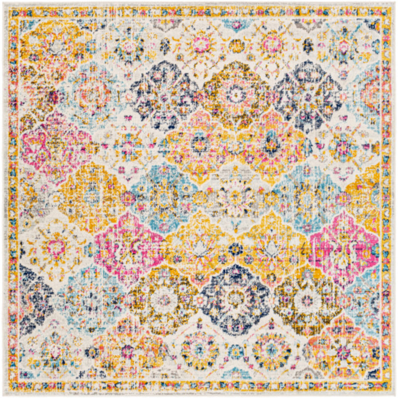 Tapis oriental safran / orange brûlé / grenat Hillsby, Carré 6 pi 7 po