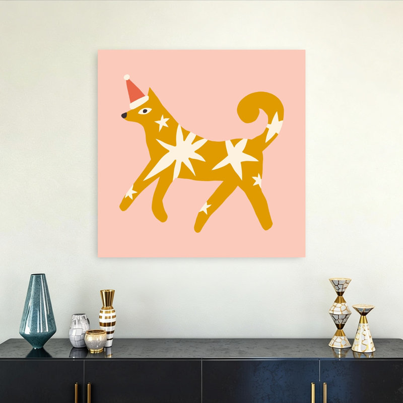 «Happychristmasno31», impression abstraite minimaliste de paysage d'hiver de chien moderne, H 32 po x l 32 po