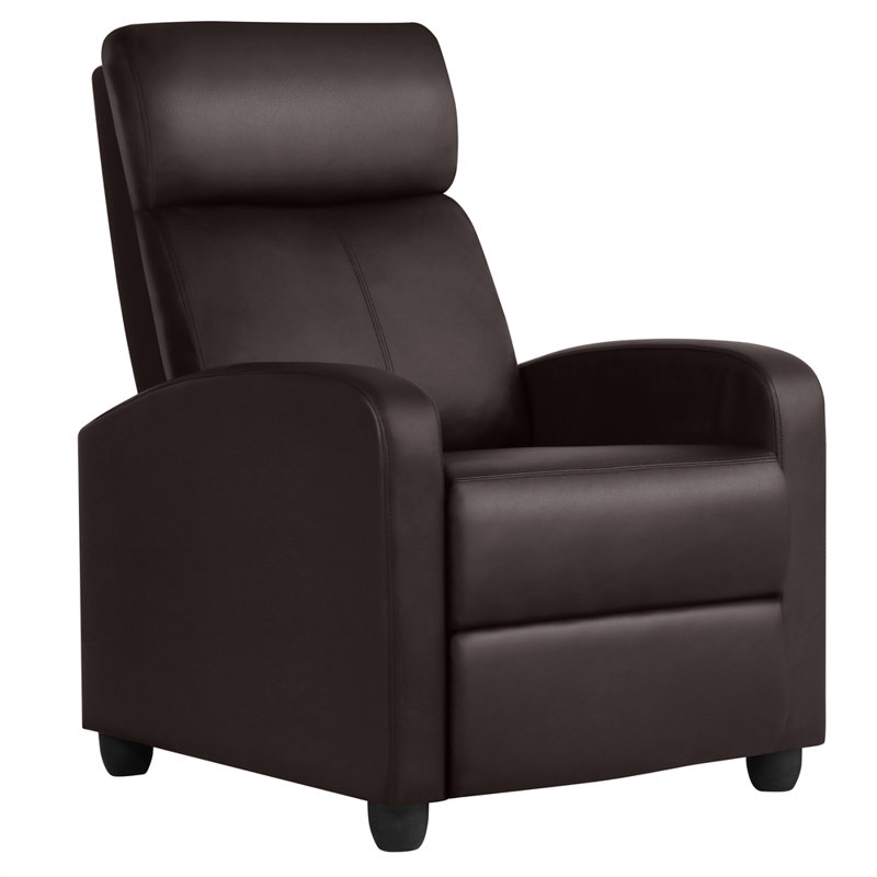Manual Glider Recliner Armchair  with 3 Relaxation Modes, Brown