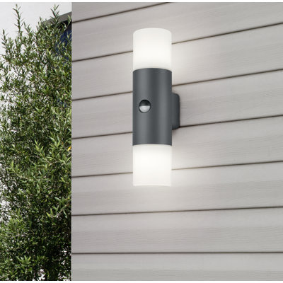 Goodlett Black 2 - Bulb 33cm H Frosted Glass Outdoor Flush Mount with Dusk to Dawn