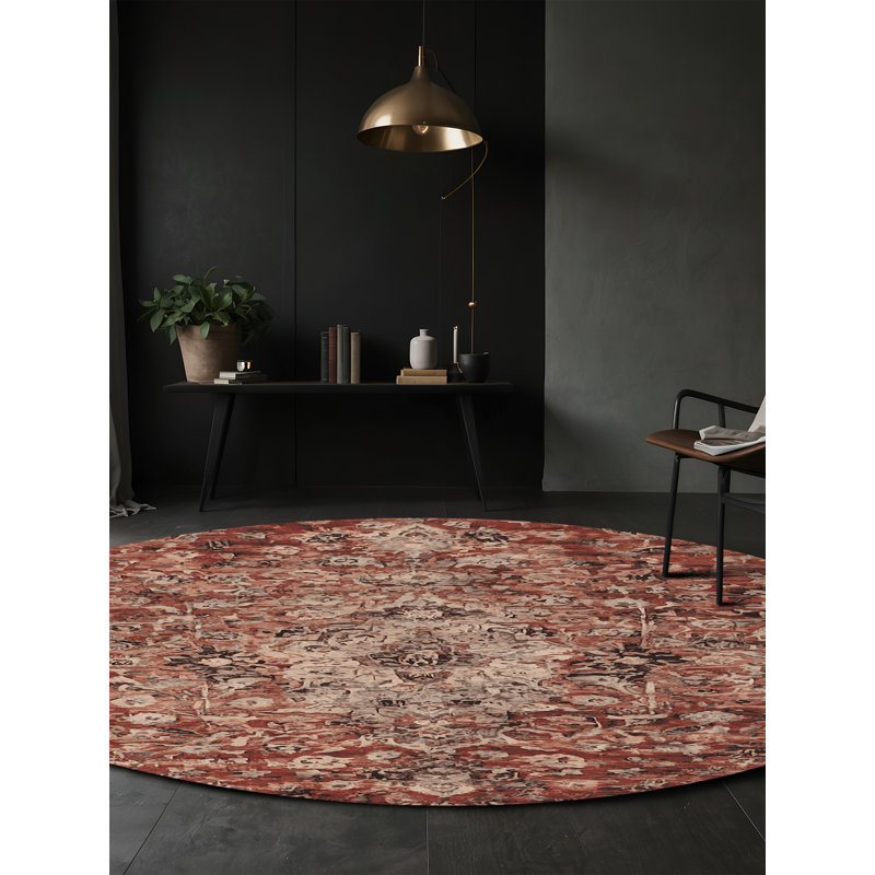 Tapis brun soyeux et moelleux, Rond 4 pi
