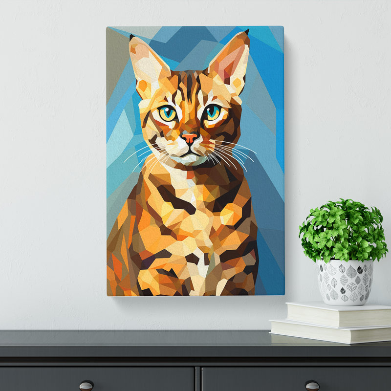 Bengal Cat Cubism - Wrapped Canvas, 50cm H x 35cm W x 3cm D