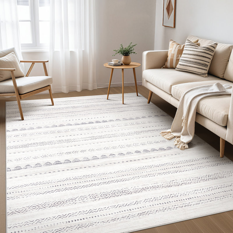 Modern Geometric Area Rug Moroccan Washable Low Pile Carpet Non-Slip Abstract Pattern Soft Floor Mat, Rectangle 5' x 7'