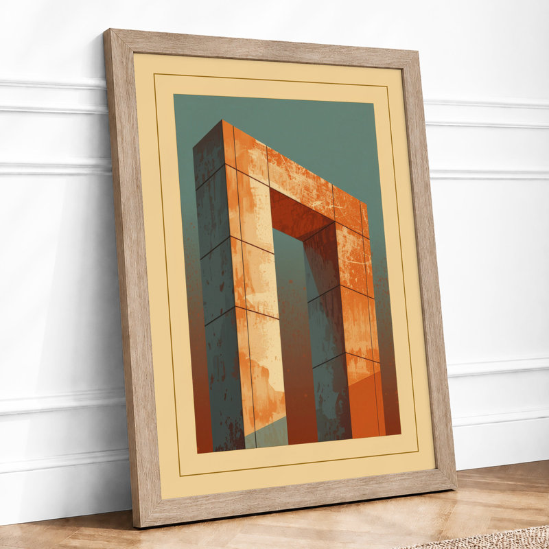Monumental Gateway Geometric - Framed Print, A4 - 29.7 x 21.0 cm, Oak
