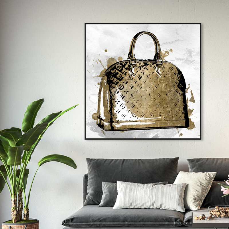 «LV Gold», impression sur toile, Toile avec cadre noir, H 20 po x l 20 po
