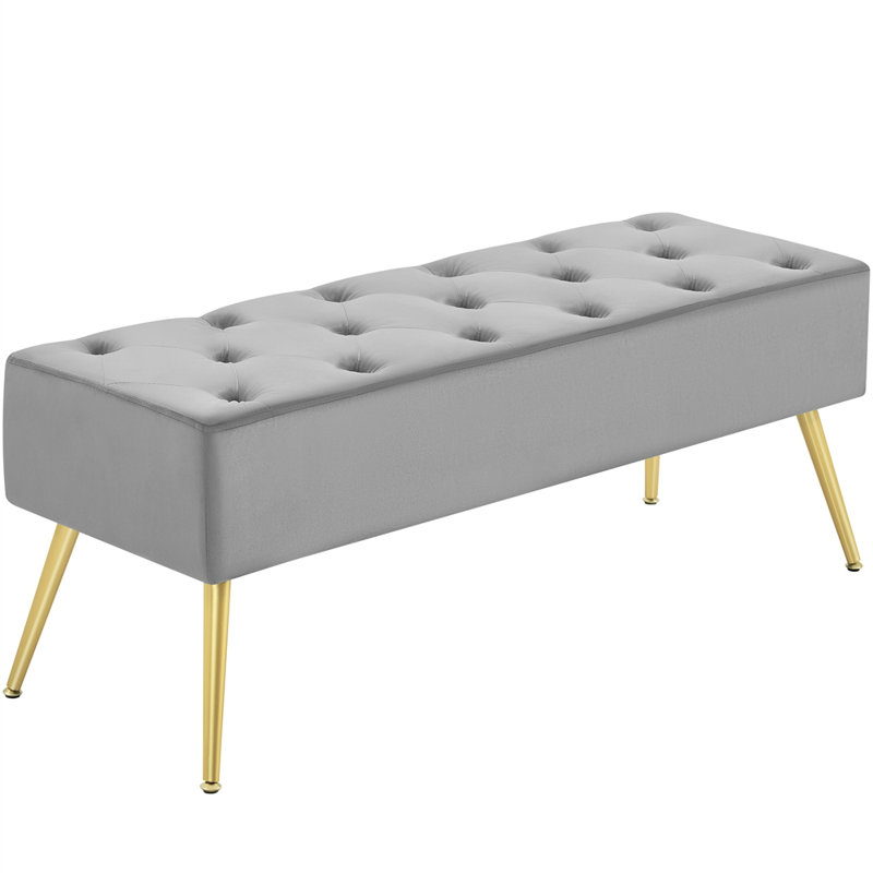 Italee Modern Upholstered Bedroom Bench, Gray