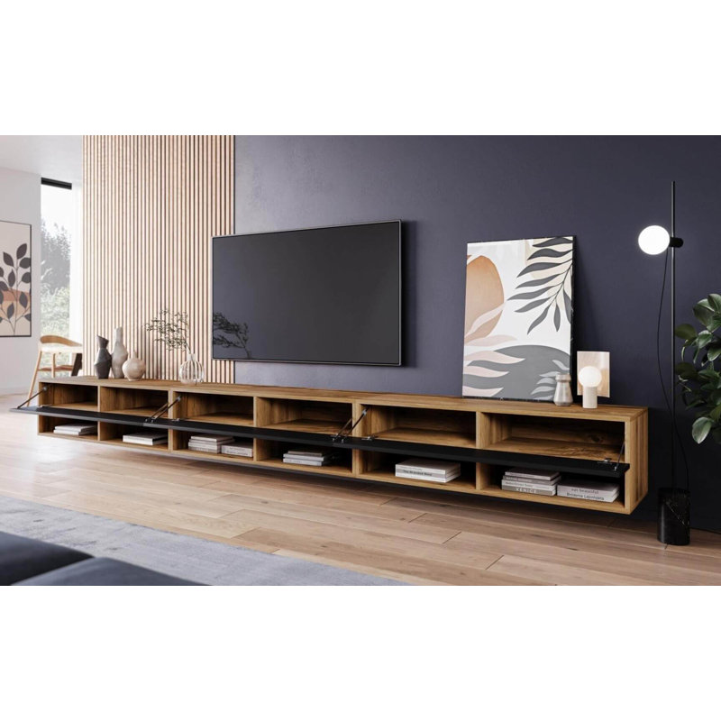 Cozumel Unfinished TV Stand for TVs up to 88", Wotan/Black