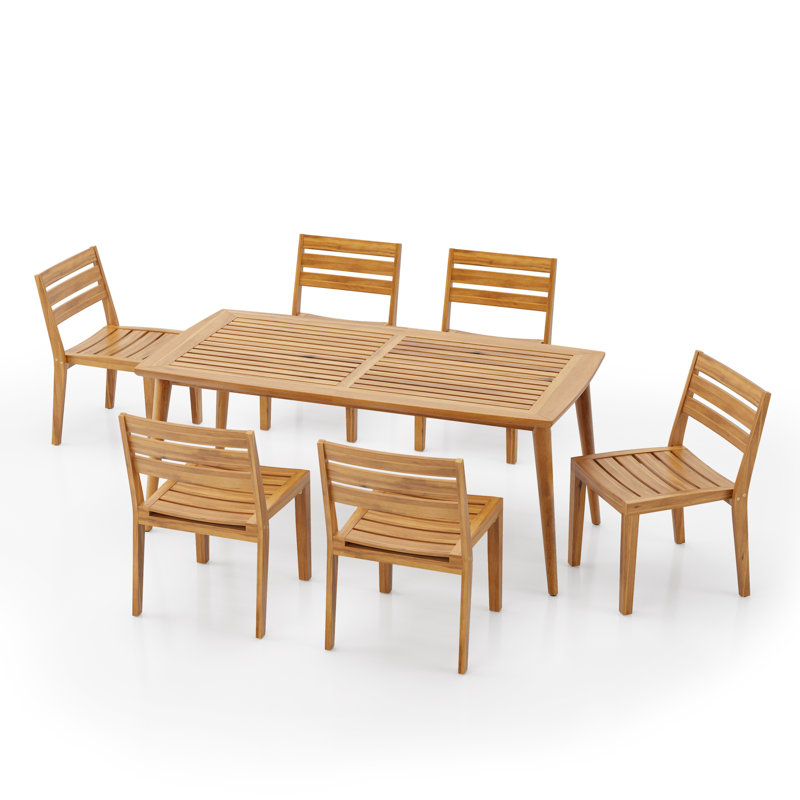 Ilars Outdoor Acacia 7-Piece Dining Set