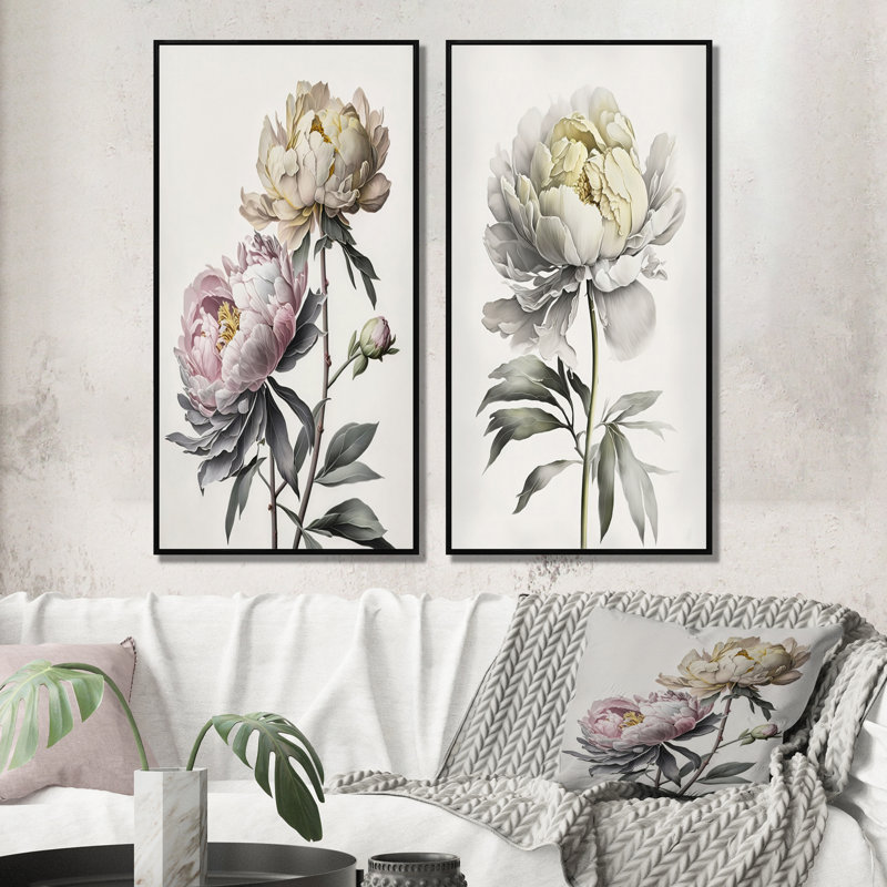 «Dahlia Flower», 2 pièces sur toile, Cadre noir, H 20 po x l 24 po