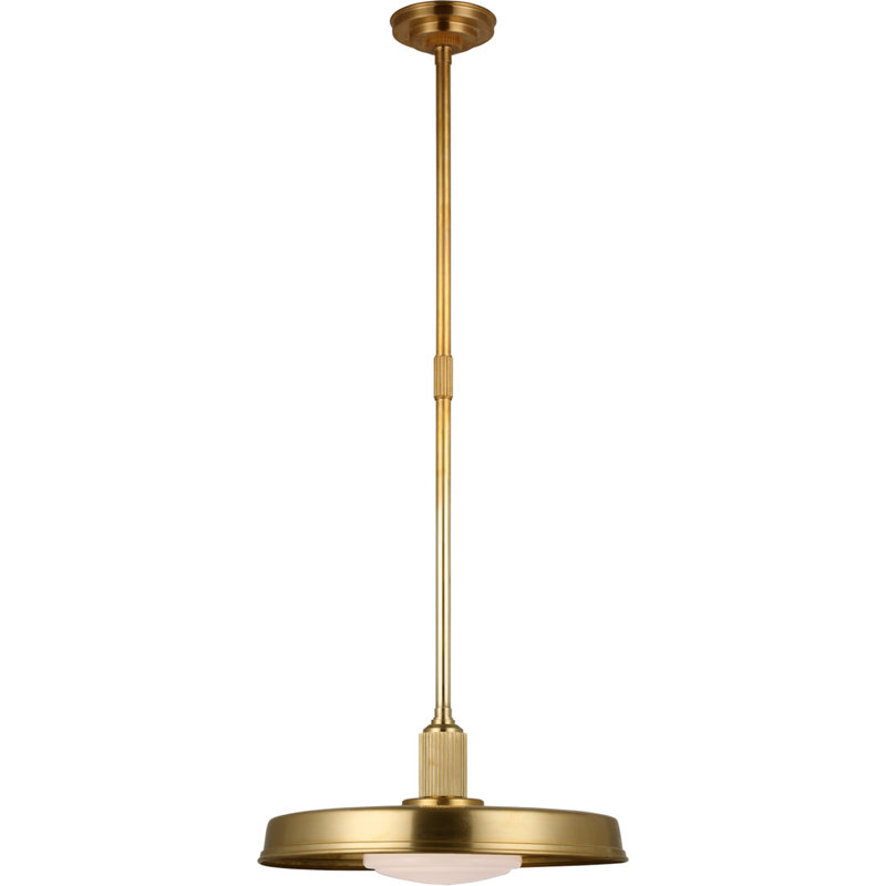 Chapman & Myers Ruhlmann Factory Pendant, 45" H x 18" W x 18" D, Antique Burnished Brass, White/Antique Burnished Brass
