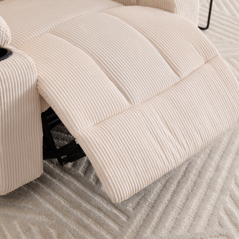 Fauteuil inclinable large et pivotant, Velours côtelé beige