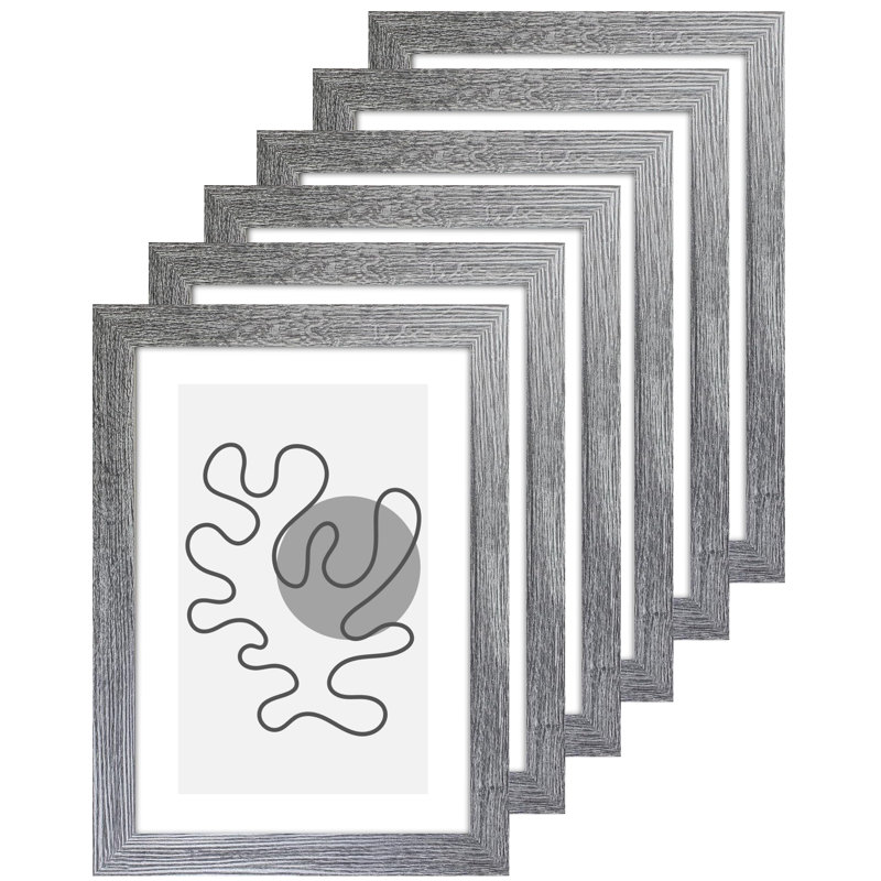 Picture Frame - Set of 6 with Mat, White