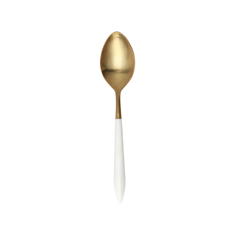 Ares Stainless Steel Serving Spoon, White/Brushed Gold
