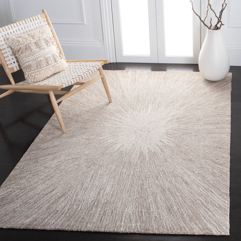 Taupe Hand-Tufted Wool Rectangular 9' x 12' Area Rug