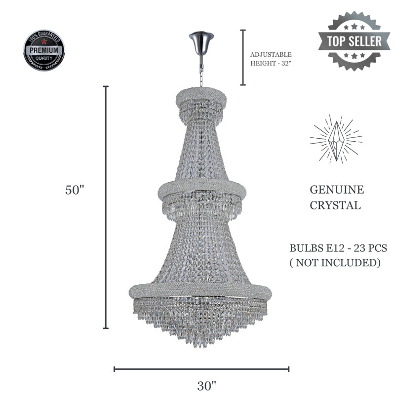 Lustre empire 23 lumières Montrey, Chrome chrome