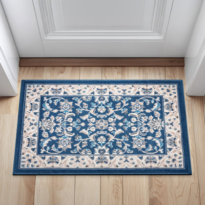 Tapis oriental bleu foncé / crème Anmie