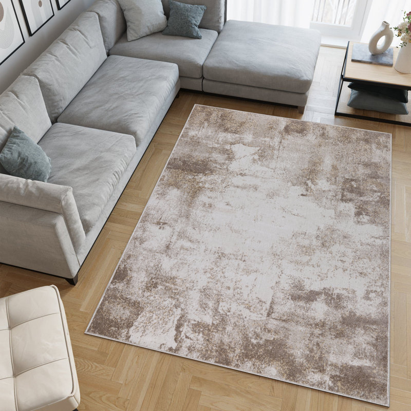 Machine Washable Avery Brown/Ivory Rug, Rectangle 6'6" x 9'6"