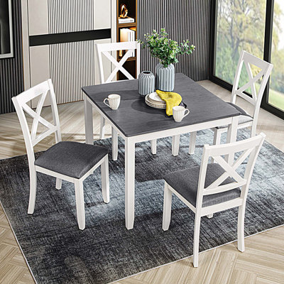 Ensemble de table de salle à manger 5 pièces en bois avec 4 chaises