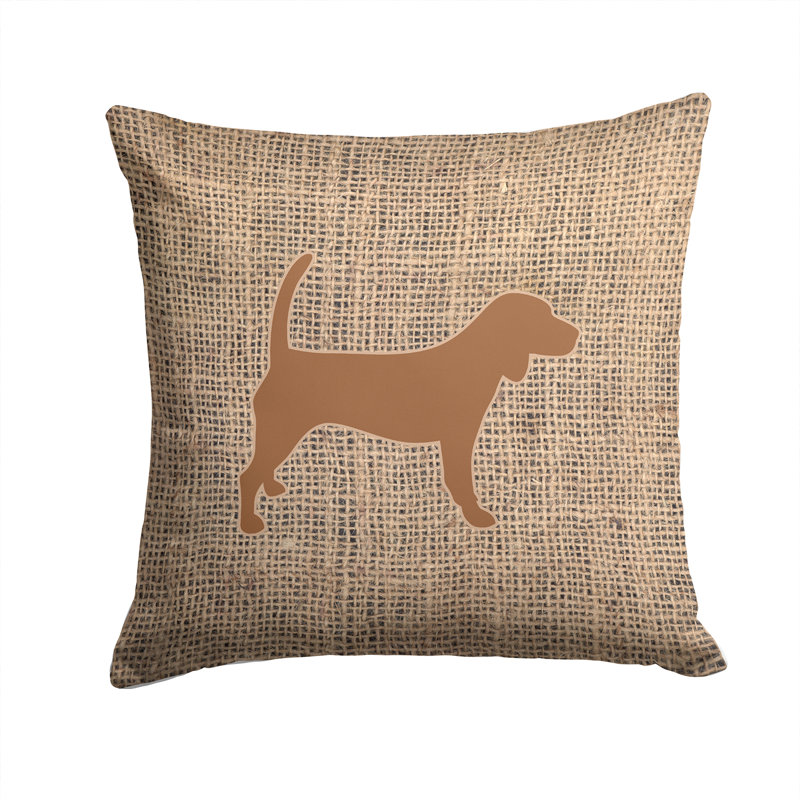 Coussin décoratif intérieur/extérieur beagle en toile jute, Brun, H 14 po x l 14 po x P 4 po