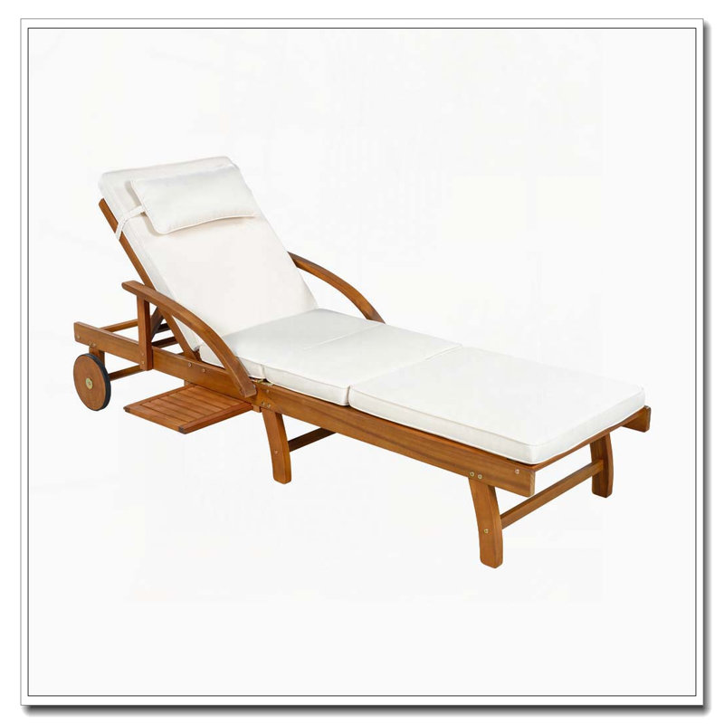 Chaises longues d'extérieur 77,5 ", Beige, 2